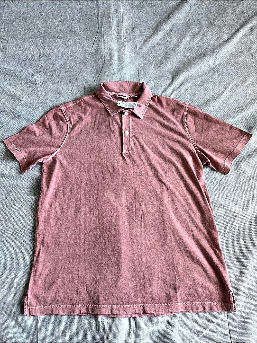Lands' End Men's Short Sleeve Cotton Polo Shirt Size L Solid Pink